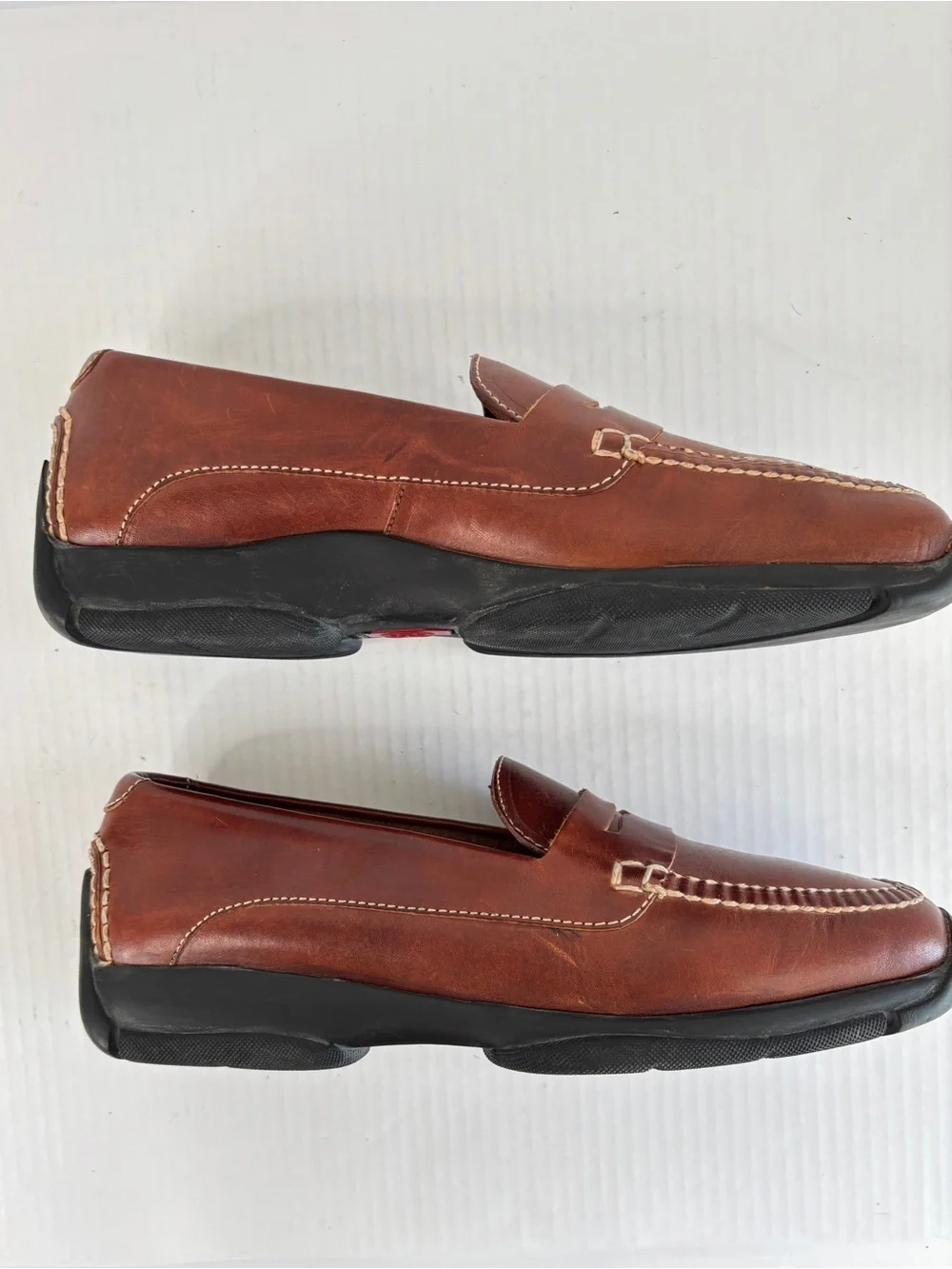 Cole Haan Mens Leather Lug Penny Loafer Size 10.5 Driving Moccasin Gommus Soles